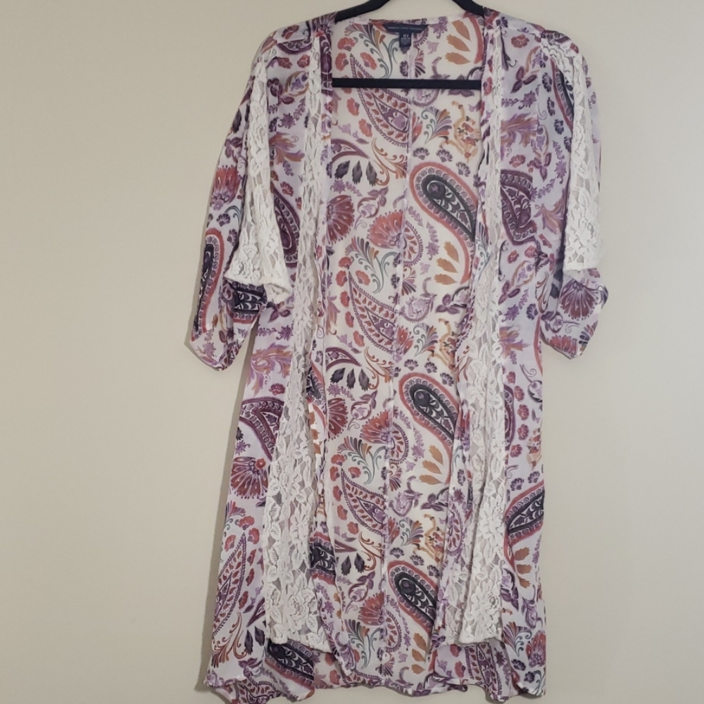 American Eagle Lace Detail Boho Kimono Size XS-S - Picture 5 of 7